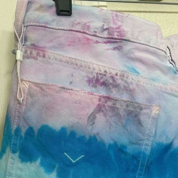 Hudson Lori High Rise Shorts Blue and Purple Tie Dye Denim Cutoffs Size 30 New - Picture 13 of 15